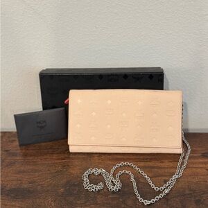 Authentic MCM Beige Chain Clutch